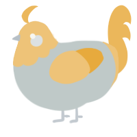 A silver and honey chicken with a head pattern