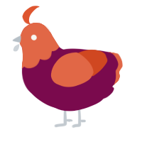A wine and vermilion chicken with a head pattern