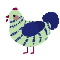 A gluppy and navy chicken with a bar pattern