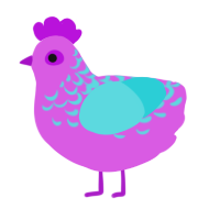 A orchid and aqua chicken with a half-lace pattern