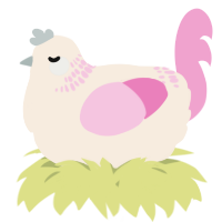 A cream and pink chicken with a neck-band pattern