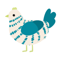 A cream and sea chicken with a bar pattern