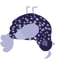 A apple and olive chicken with a speckle pattern