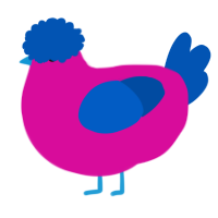 A fuchsia and ultramarine chicken