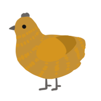 A gold and ochre chicken with a bar pattern