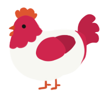 A white and crimson chicken with a head pattern