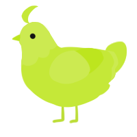 A lime chicken with a head pattern