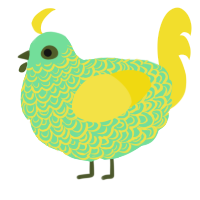 A spring and yellow chicken with a double-lace pattern