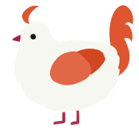 A white and vermilion chicken