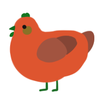 A vermilion and russet chicken