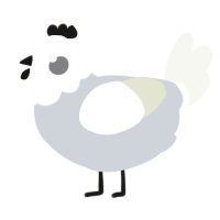 A mist and white chicken with a head pattern