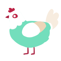 A mint and cream chicken with a head pattern