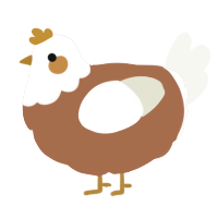 A brown and white chicken with a head pattern