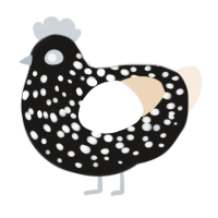 A sable and cream chicken with a speckle pattern