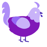 A violet and lilac chicken with a head pattern