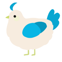 A cream and cerulean chicken