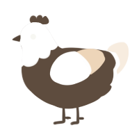 A bark and cream chicken with a head pattern