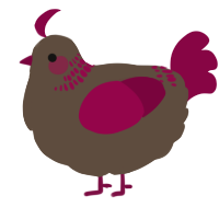 A bark and maroon chicken with a neck-band pattern