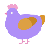 A lilac and orange chicken