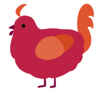 A crimson and vermilion chicken