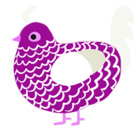 A plum and white chicken with a lace pattern