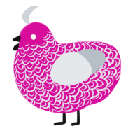 A fuchsia and mist chicken with a double-lace pattern