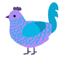 A lilac and cerulean chicken with a lace pattern