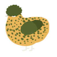 A honey and olive chicken with a speckle pattern