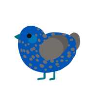 Neptune, a ultramarine and grey chicken with a speckle pattern