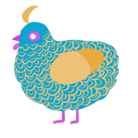 A cerulean and honey chicken with a double-lace pattern