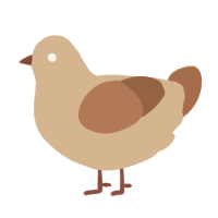 A beige and brown chicken