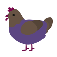 A overcast and bark chicken with a head pattern