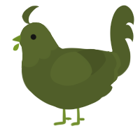 A olive chicken with a head pattern