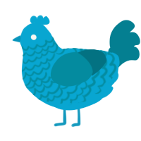 A cerulean and sea chicken with a lace pattern
