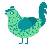 A spring and teal chicken with a speckle pattern