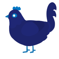 A navy chicken with a head pattern