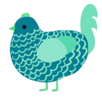 A sea and mint chicken with a lace pattern