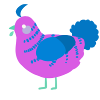 A orchid and sapphire chicken with a half-bar pattern
