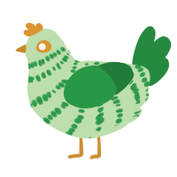 A gluppy and viridian chicken with a bar pattern