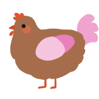 A brown and pink chicken