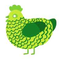 A lime and leaf chicken with a lace pattern