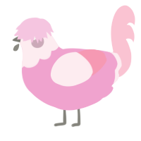 A pink and rose chicken with a head pattern