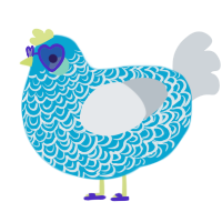 A cerulean and mist chicken with a double-lace pattern