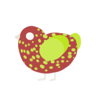 (unnamed), a red and lime chicken with a speckle pattern