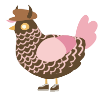 A bark and pink chicken with a lace pattern