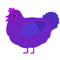 A violet and indigo chicken with a double-lace pattern