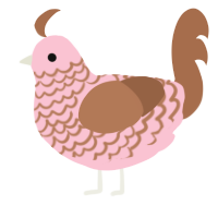 A rose and brown chicken with a lace pattern