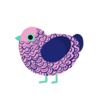 (unnamed), a pink and navy chicken with a double-lace pattern