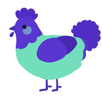 A mint and indigo chicken with a head pattern