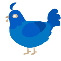 A sapphire and ultramarine chicken with a head pattern